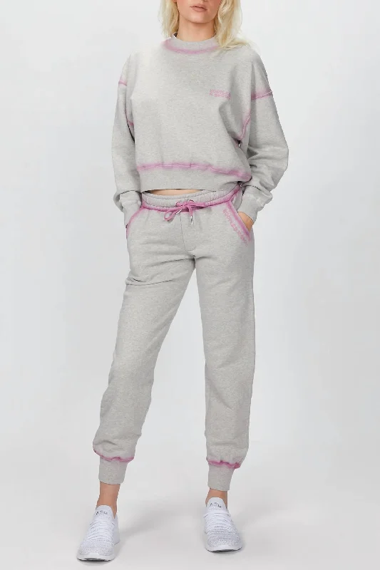 Urban Femme Streetwear Pink Details Joggers In Grey