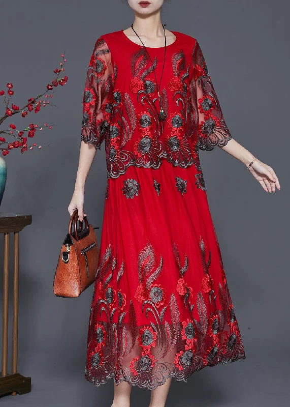 Exclusive Clothing Discounts – Upgrade Your Wardrobe For Less DIY Red Embroidered Tulle Vacation Dresses Summer Exclusive Clothing Discounts – Upgrade Your Wardrobe For Less DIY Red Embroidered Tulle Vacation Dresses Summer