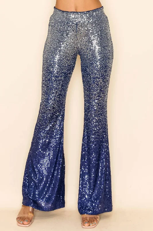 Season Offer Sequin Gradient Pants In Navy And Silver