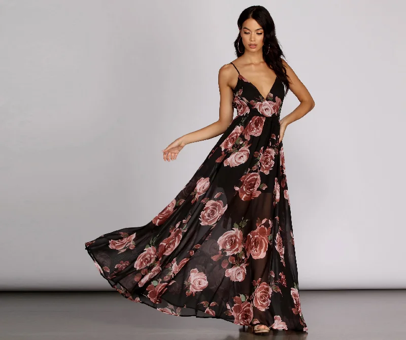 Redefining Women's Style Astrid Chiffon Floral Gown