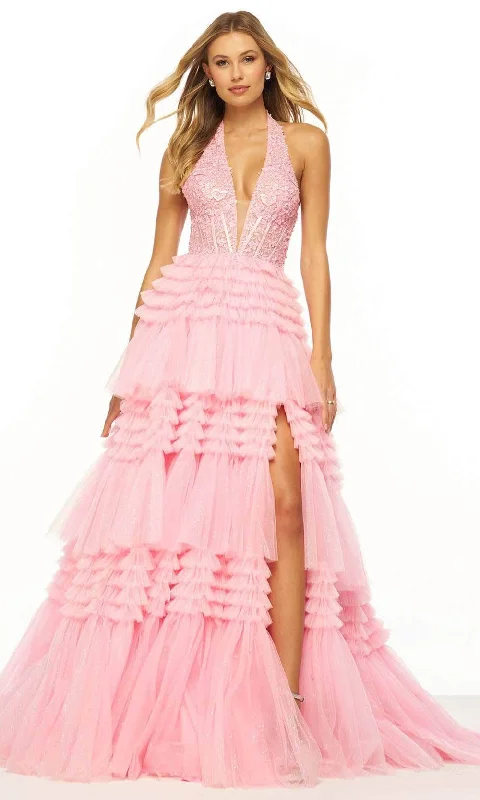 All Season Fashion Collection Sherri Hill 56206 - Ruffle A-Line Gown with Slit