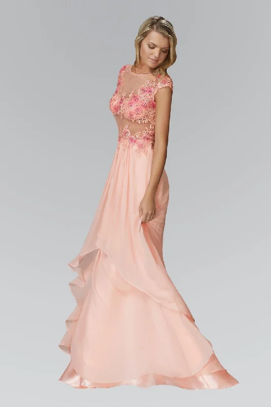 Online Boutiques Best Elizabeth K - GL2108 Embellished Bateau Neck A-Line Gown