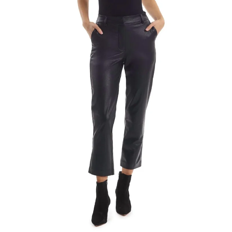 Catch Every Fashion Trend Faux Leather Cropped Trousers In Black