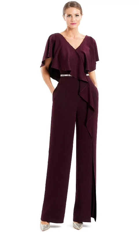 City Fashion Alexander by Daymor 1669 - Ruffled Short Sleeve Formal Jumpsuit