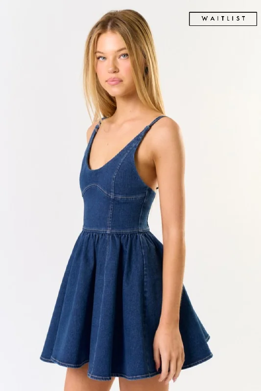 Elegant Fashion Waitlist 2/20 ♥ Melissa Sleeveless Denim Mini Dress Dark Wash