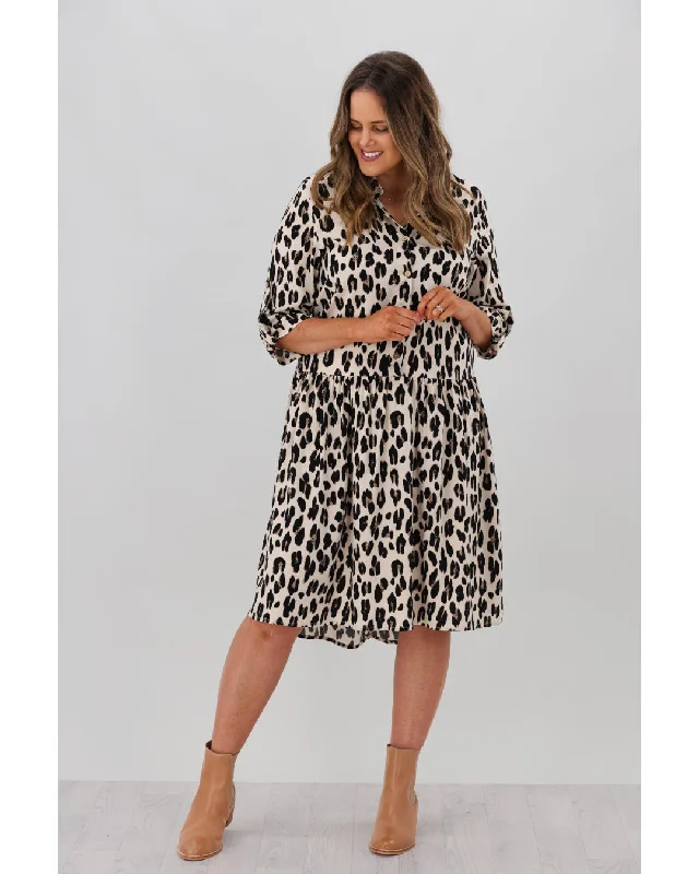 Style Revolution New U Collection Shirt Styled Midi Dress Animal