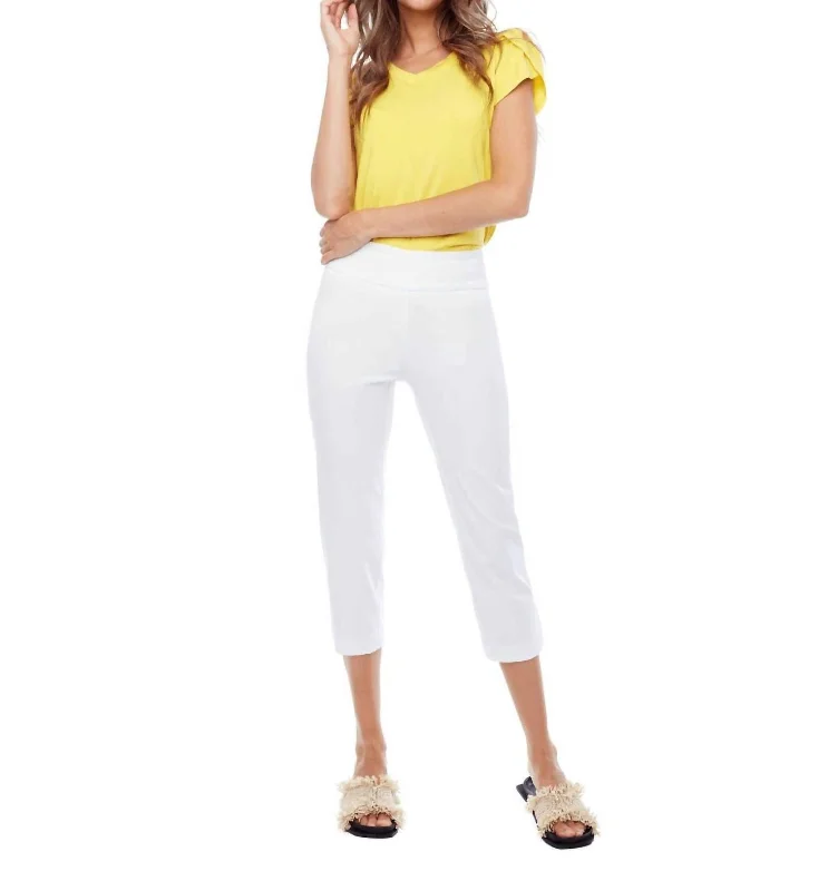 Elegant Attire For The Modern Lady 22" Petal Capri Pant In White