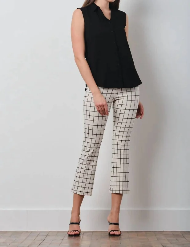 Sophisticated Style Plaid Leo Pant In Black/white