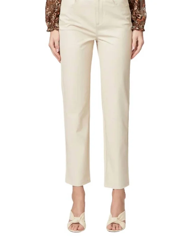 Relaxed Fashion Stella Straight Leg Vegan Leather Pant In Ecru