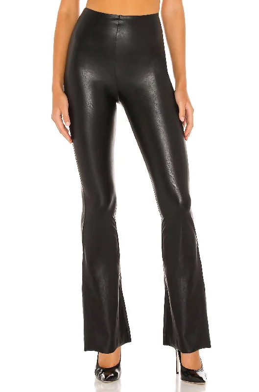 Hot Deals Faux Leather Flared Pant In Black