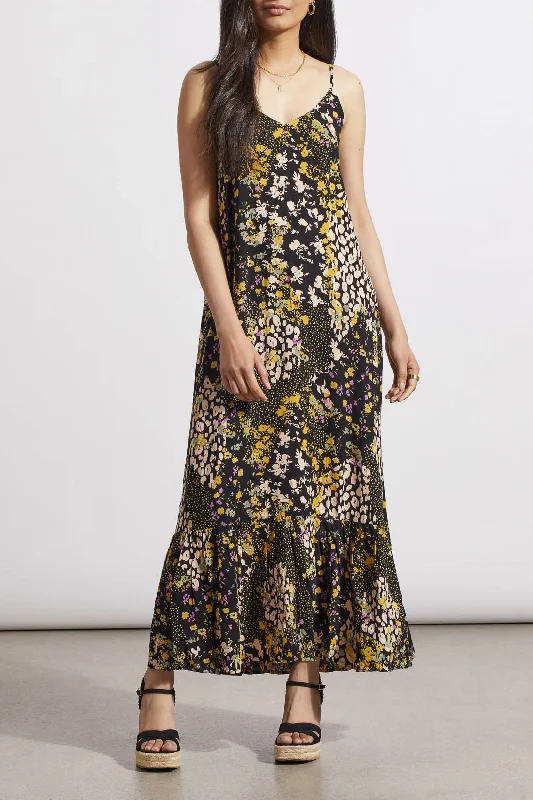 Latest Fashion Tribal Maxi Dress With Bottom Frill - Limoncello