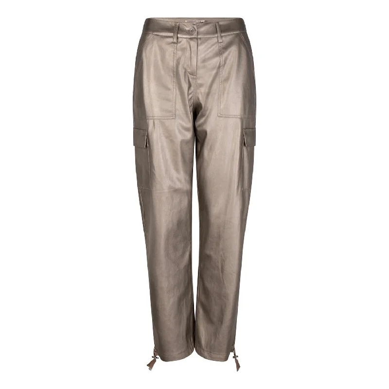 Trendy Women's Wear Collection Trousers Cargo Pu In Soft Gold