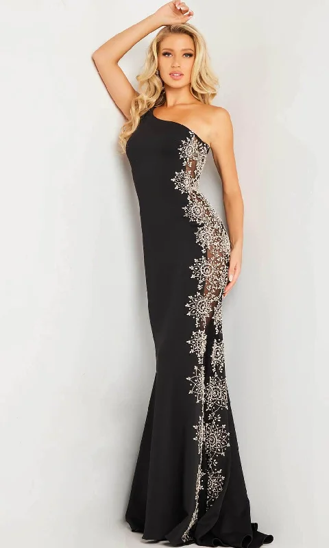 Comfortable Chic Jovani 22500 - Beaded Sheer Side Prom Gown