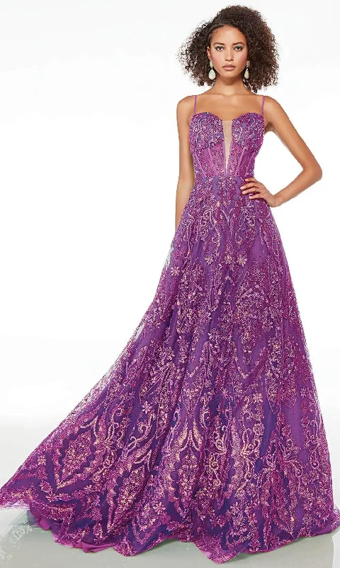 Rocker Chic Fashion Alyce Paris 61581 - Sleeveless Glitter A-Line Prom Gown