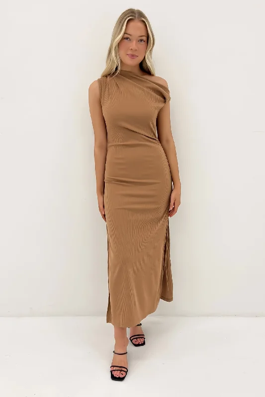 Unleash Your Trendy Side Jayden Ribbed Maxi Dress Latte