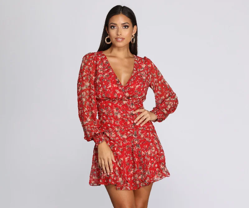 Chic Styles Flowy Floral Mini Dress