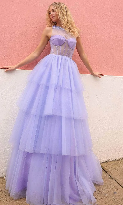 Style Upgrade Nox Anabel P1400 - One Sleeve Sheer Corset Prom Gown