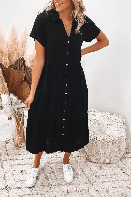 Hot Trends Little Paradise Midi Dress Black