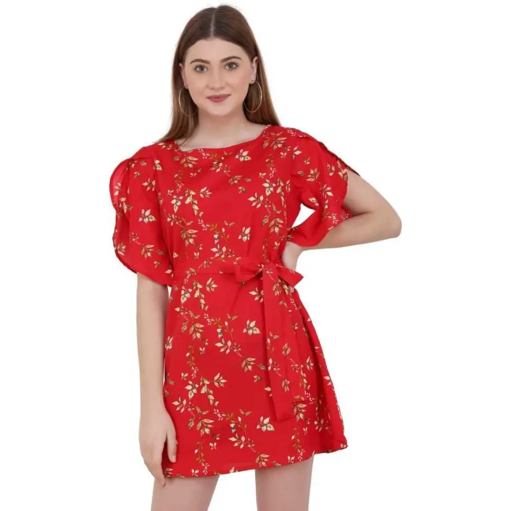 Holiday Gift Guide Sale Women's Crepe Floral Drop Waist Dress