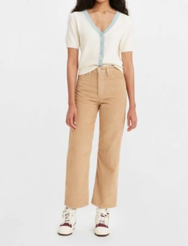 Unleash Your Trend Driven Style Corduroy Ribcage Straight Ankle Pants In Granola