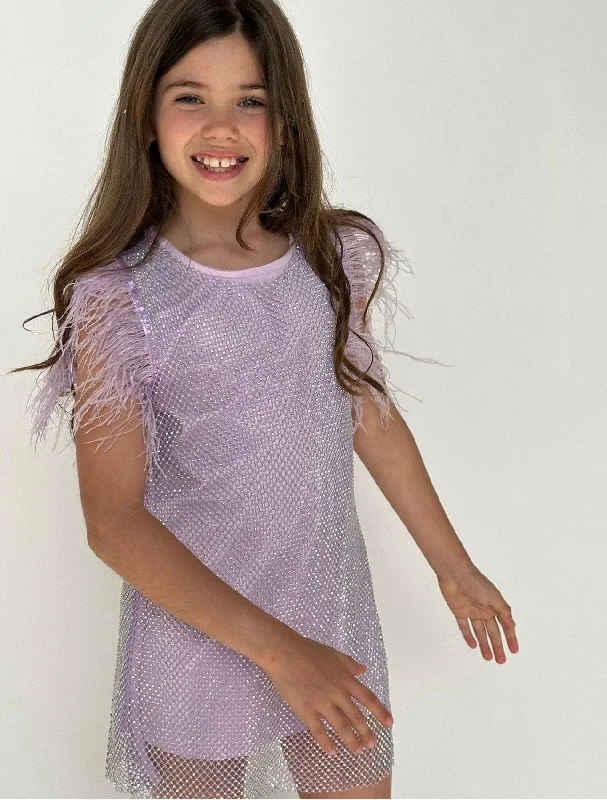 Women's Active Garments For Workouts Lavender Crystal Feather Dress
