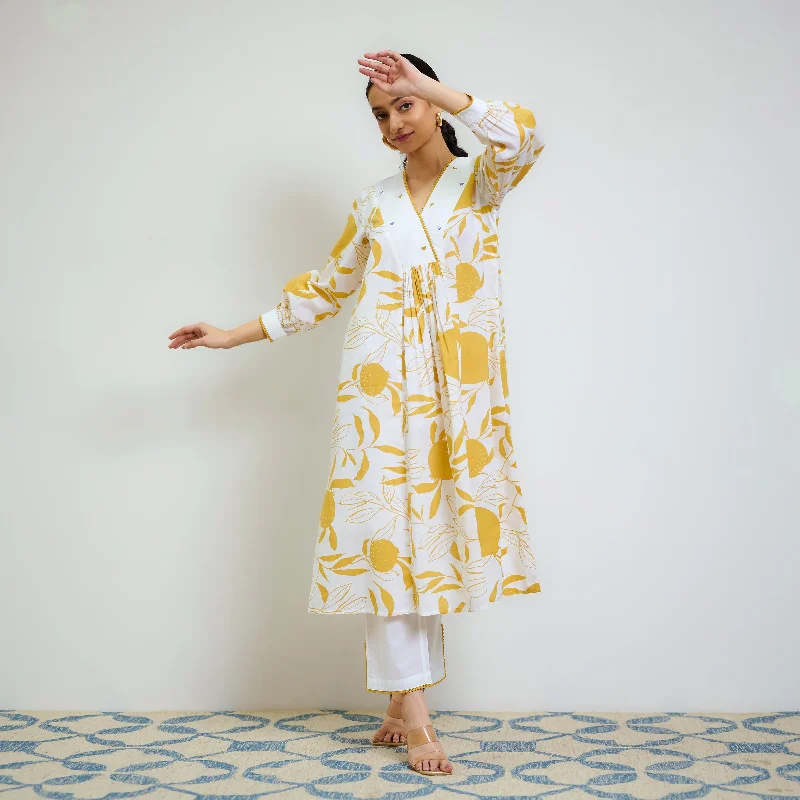 Season Sale Yellow Love is in the Air Cotton Kurta Set with Hand Embroidery Detail