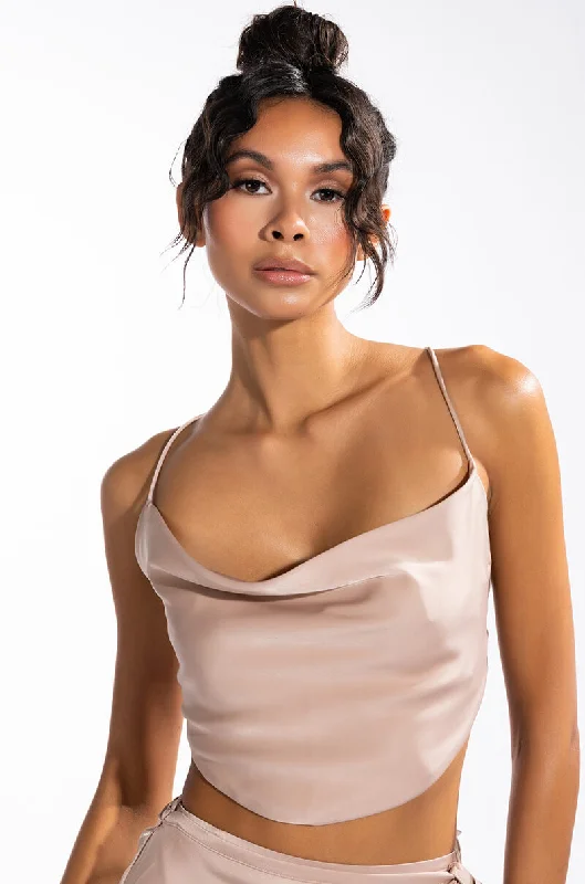 Special Offers TO THE CHATEAU SLEEVELESS CROPPED OPEN BACK COWL NECK