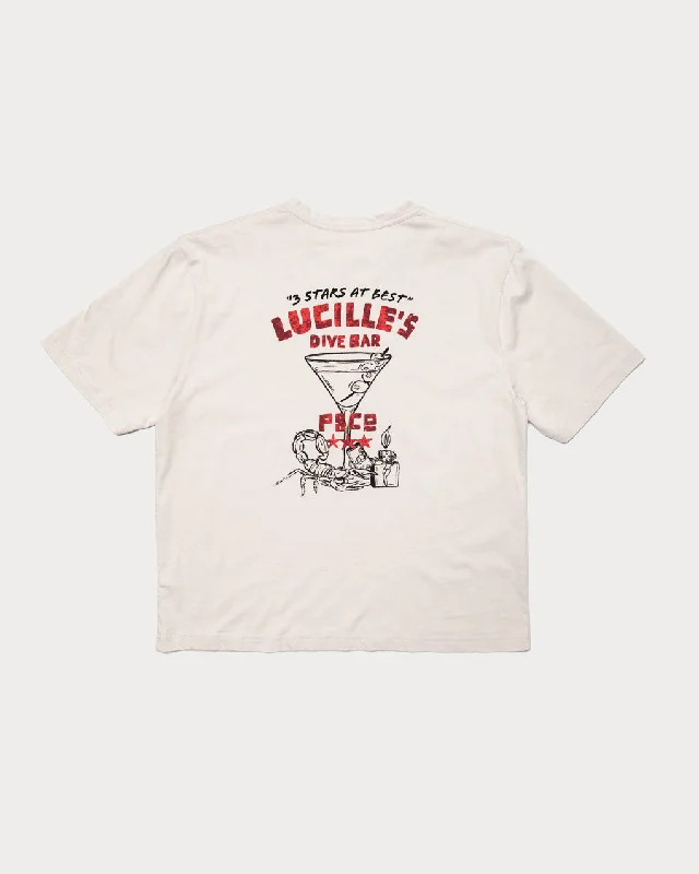 Stylish Basics Lucille's Dive Bar Boxy T-Shirt - Bone