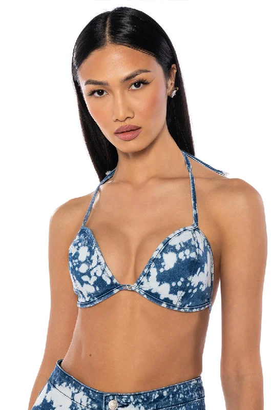 Valentine's Special HEY NOW ACID WASH DENIM BIKINI TOP