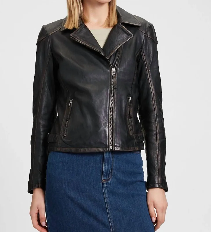 Trendy Urban Attire Peggie Leather Jacket In Black