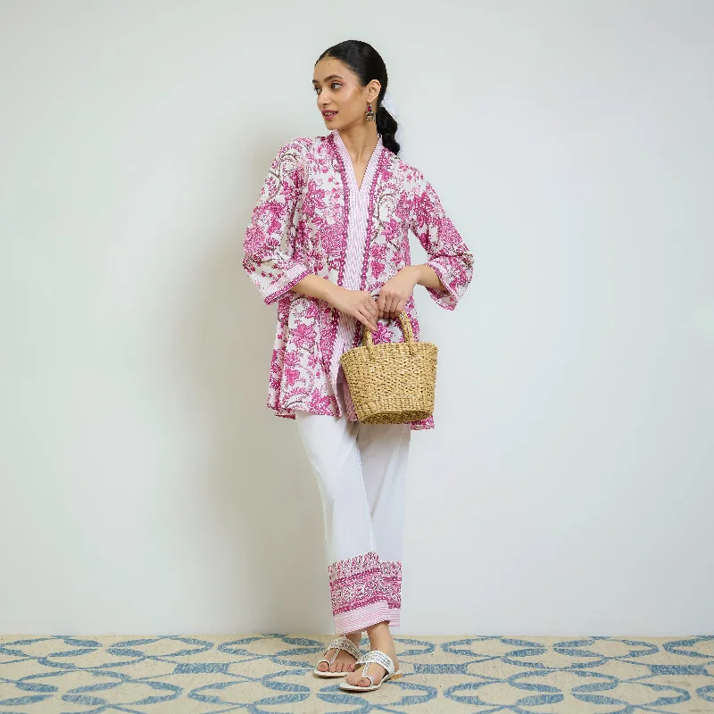 Trend Alert Rani Pink Sanganeri Printed Cotton Co-ord Set