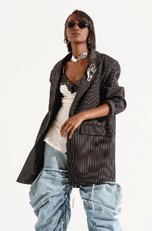 Best Boutiques Online ELLA OVERSIZED PINSTRIPE LONGLINE BLAZER