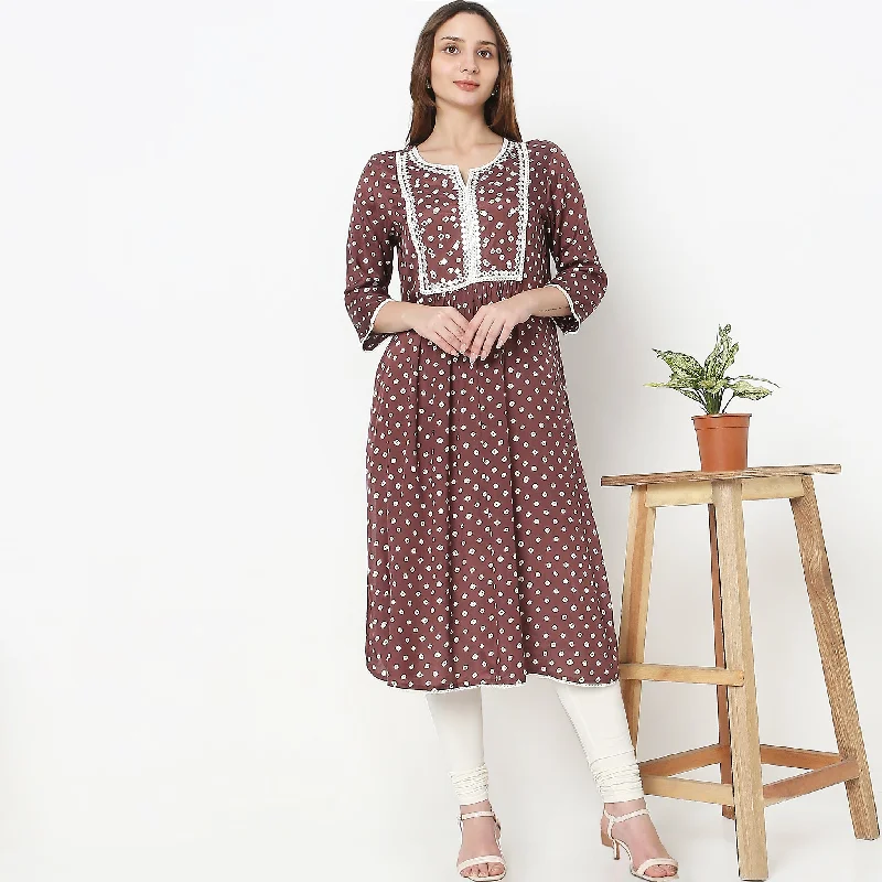 Top 10 Women's Online Clothing Stores Flare Fit Embellished Kurta