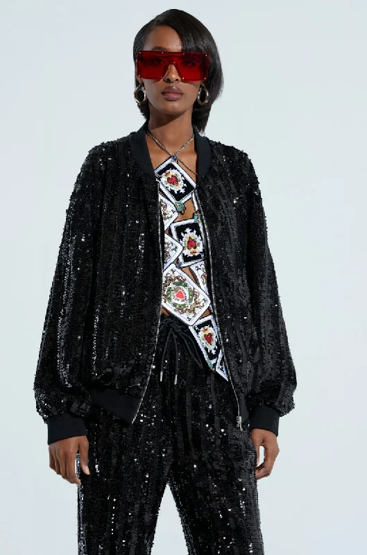 Catch Every Fashion Trend COSMIC SEQUIN BOMBER