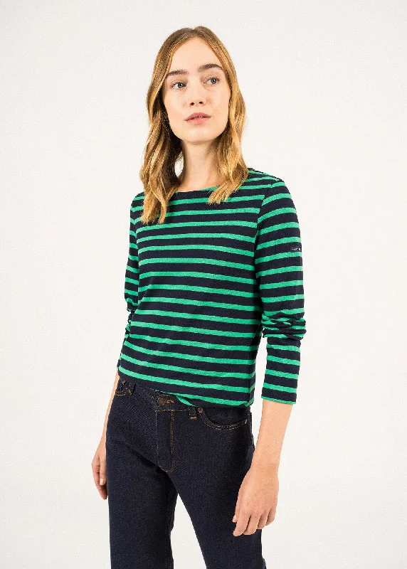 Special Offer For You MERIDAME II - Authentic Breton Shirt | Heavyweight Cotton | Women Fit (NAVY / KELLY GREEN)