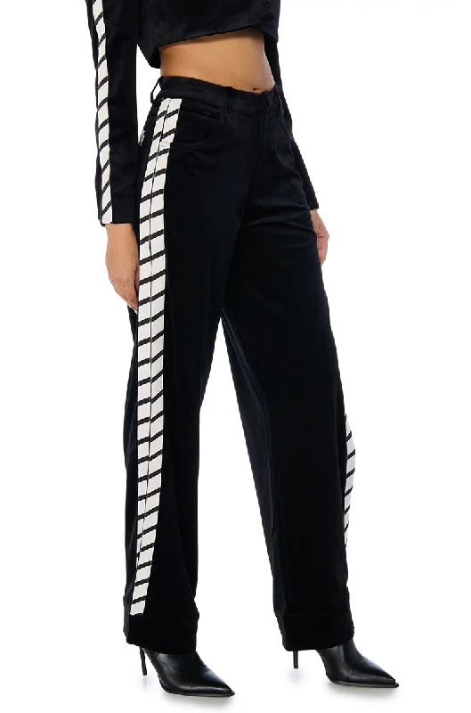 Women Clothes LUXE VELVET OPEN LEG TROUSER IN BLACK