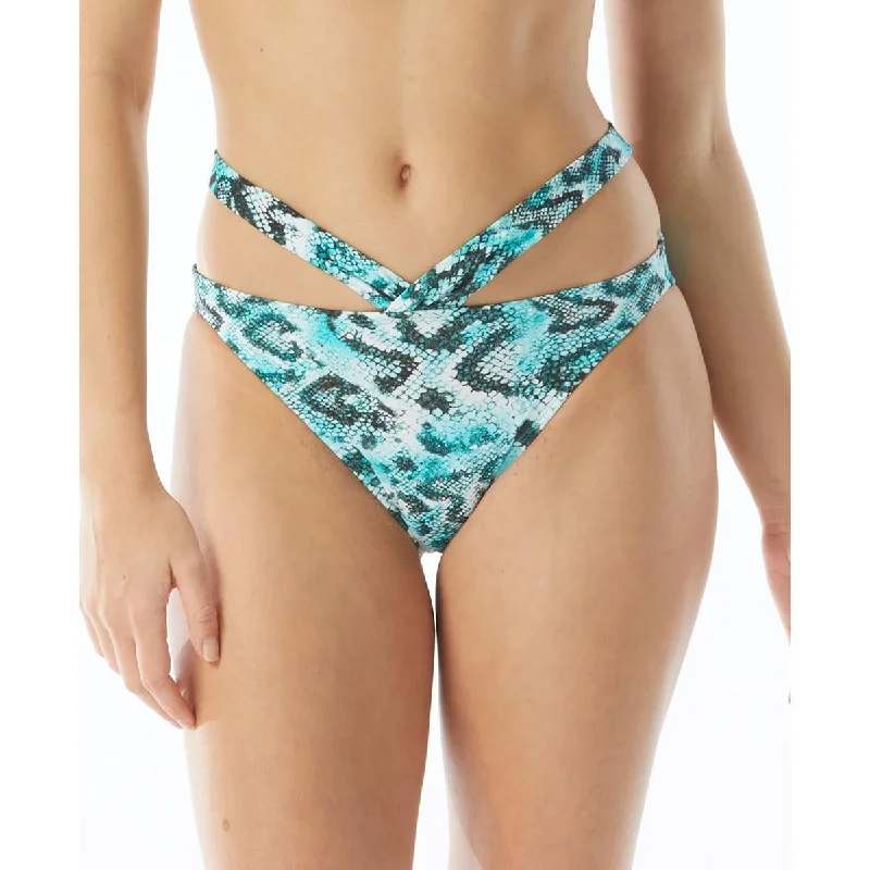 Sporty Streetwear Riley Bottom Womens Snake Print Cut-Outs Swim Bottom Separates