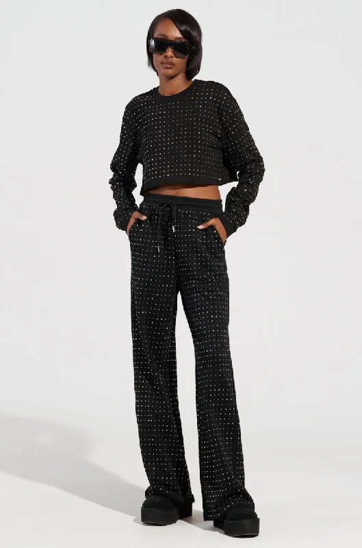 The Latest Trends BUTTERCUP RHINESTONE EMBELLISHED SWEATPANT IN BLACK