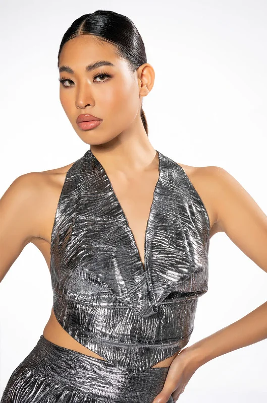 Flash Discount ABOVE ALL METALLIC CROP TOP