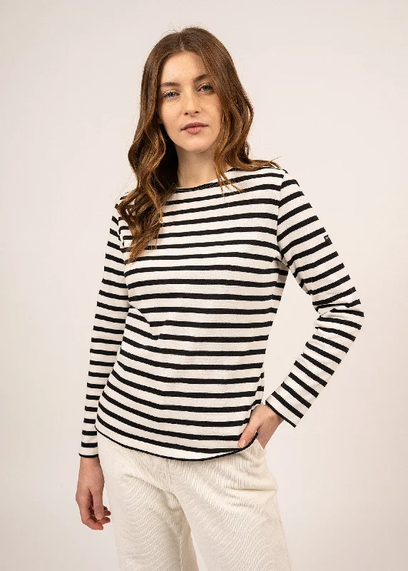 Fresh Styles, Fresh Deals MERIDAME II - Authentic Breton Shirt | Heavyweight Cotton | Women Fit (IVORY / BLACK)