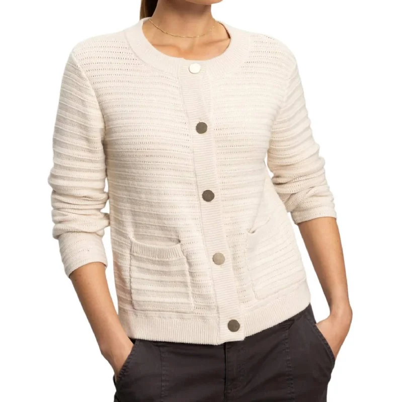 Women's Fashion Hotspots Pointelle Knitted Jacket In Oat