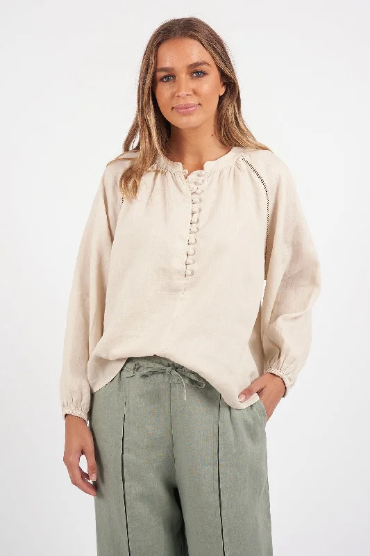 New Season Fashion Preview Sale Sardinia Bone Linen LS Blouse