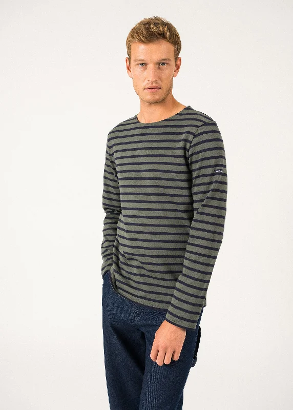 Break Fashion Norms MERIDIEN MODERNE - Original Breton Shirt | Heavyweight Cotton | Men Fit (ARMY GREEN / NAVY)