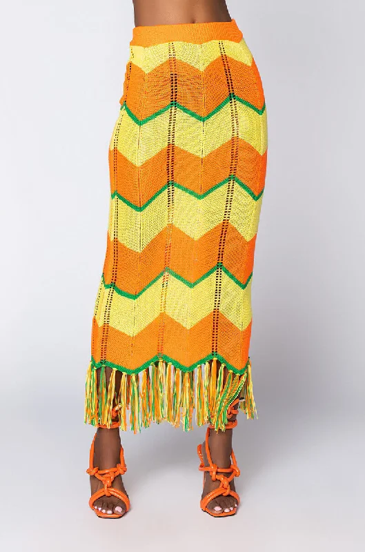 Shop Sales GRENADA ISLAND KNIT MIDI SKIRT YELLOW MULTI