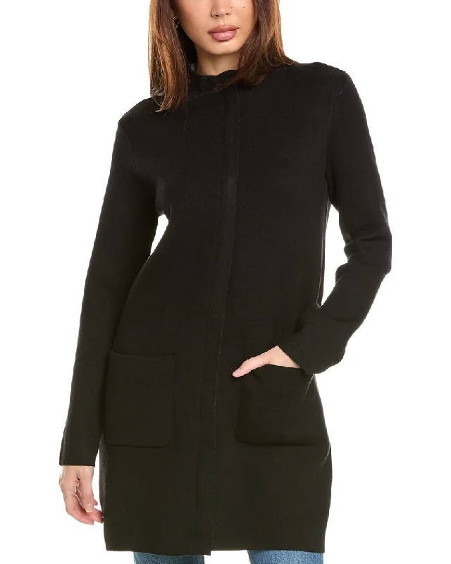 Seasonal Style Discounts T Tahari Contrast Color Funnel Neck Coat