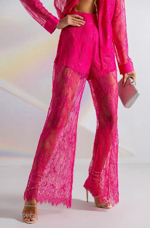 The Latest Trends ALL OVER LACE HIGH WAIST WIDE LEG TROUSER