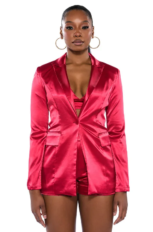 Women Wear Brands SPRING STATIN BLAZER WITH OPEN ARM