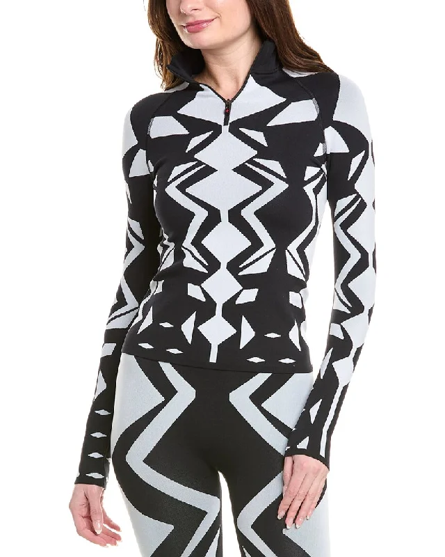 Chic And Trendy Perfect Moment Geo Print 1/4-Zip Base Layer