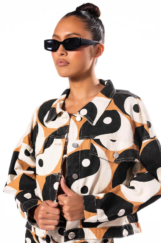 Discover Promotions YINYANG PRINTED DENIM JACKET