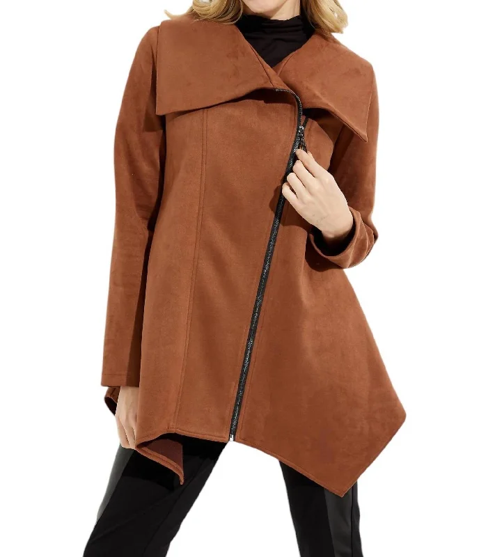 Timeless Elegance Redefined Faux Suede Jacket In Toffee